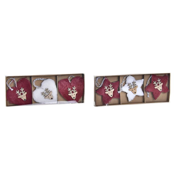 Decoracion Colgante Navidad Alpina DKD Home Decor Rojo Blanco 8 x 1 x 21 cm Set de 3 (2 Unidades) 3