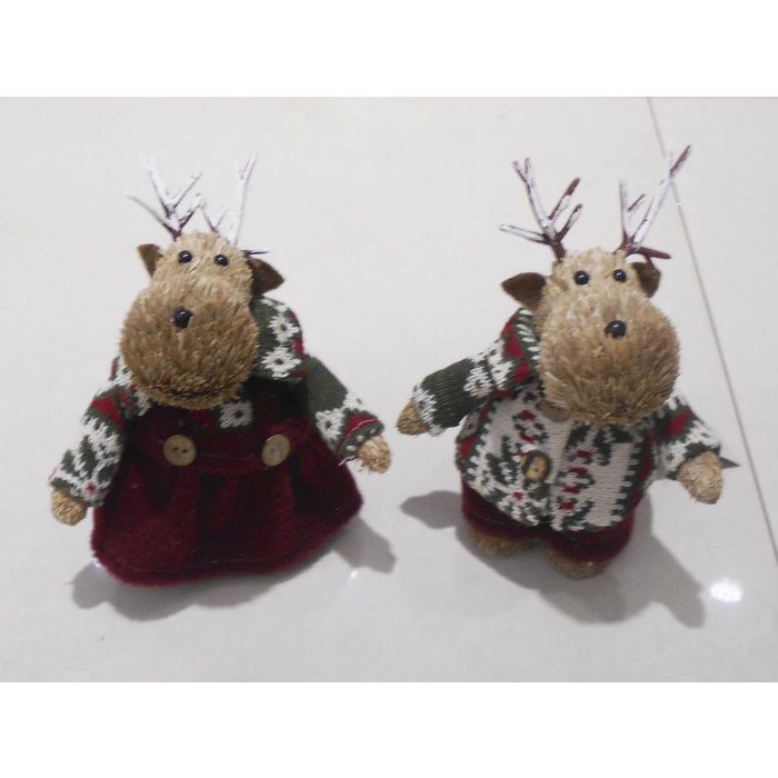 Figura Navidad Alpina DKD Home Decor Marron Burdeos 12 x 15 x 9 cm (2 Unidades)