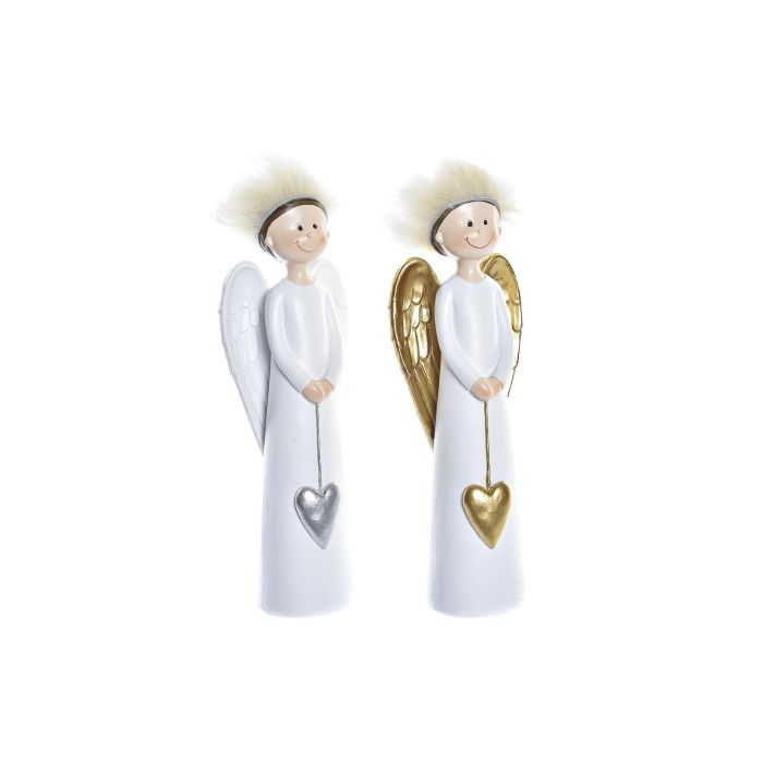 Figura Navidad Tradicional DKD Home Decor Dorado Blanco 5 x 21.5 x 7.5 cm (2 Unidades)