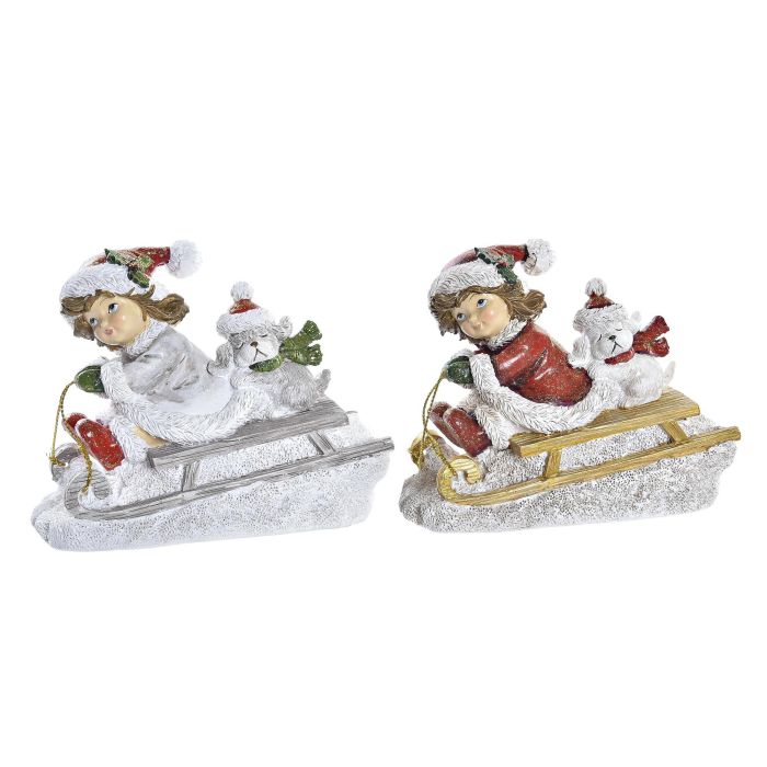 Figura Navidad Tradicional DKD Home Decor Rojo Blanco 6 x 10.5 x 13 cm (2 Unidades)