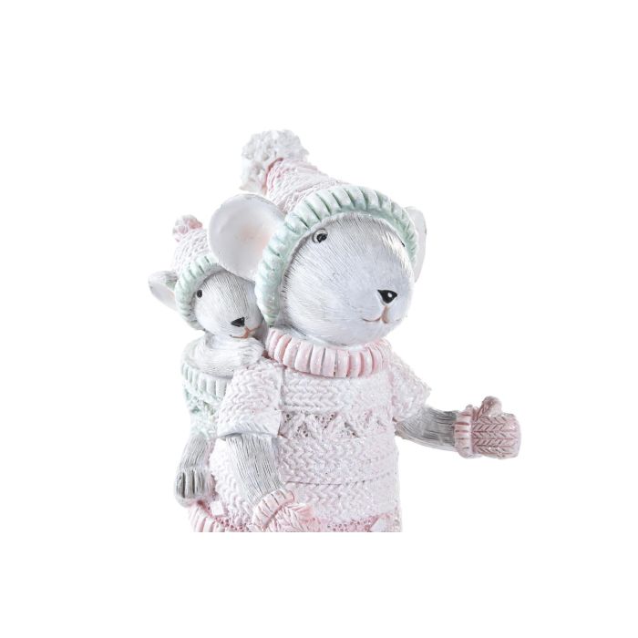 Figura Navidad Fantasia DKD Home Decor Rosa Gris 5 x 11 x 7 cm 1