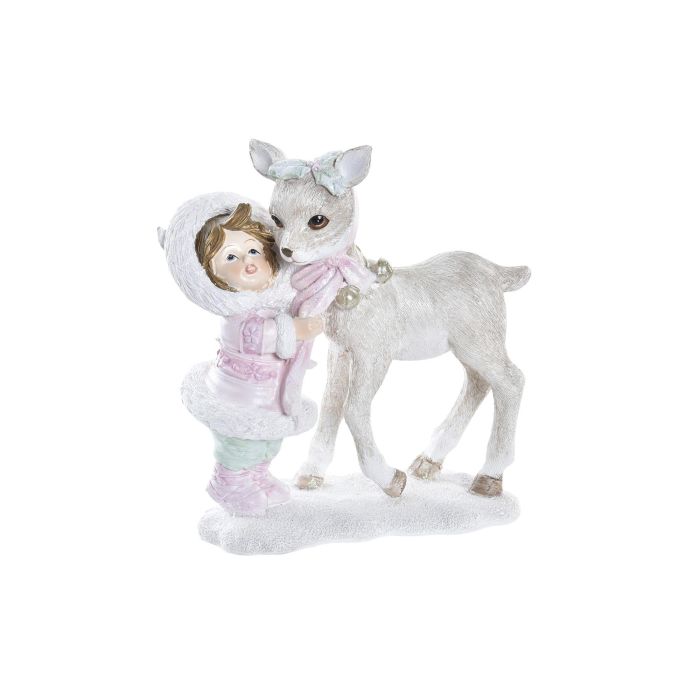 Figura Navidad Fantasia DKD Home Decor Rosa Blanco 6 x 13 x 12 cm