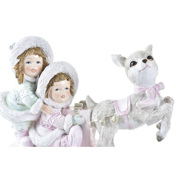 Figura Navidad Fantasia DKD Home Decor Rosa Blanco 7.5 x 12 x 16.5 cm 1