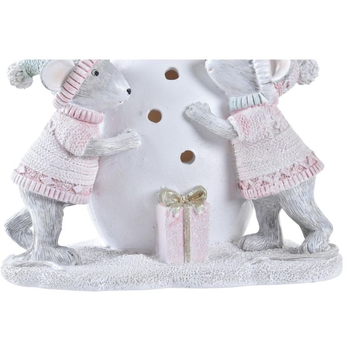 Figura Navidad Fantasia DKD Home Decor Rosa Blanco 10.5 x 15.5 x 14.5 cm 3