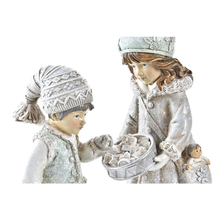 Figura Navidad Moderna DKD Home Decor Gris Blanco 8 x 19 x 15.5 cm 1