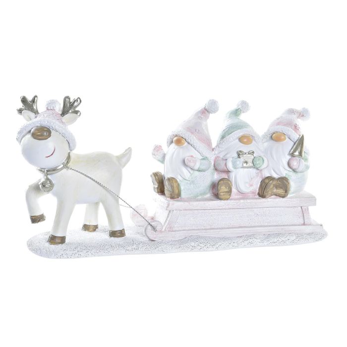 Figura Navidad Fantasia DKD Home Decor Rosa Blanco 7 x 11.5 x 23 cm