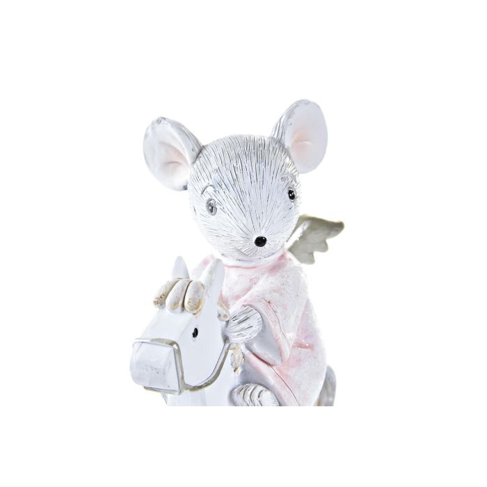 Figura Navidad Fantasia DKD Home Decor Gris Rosa 4 x 11 x 9.5 cm 1