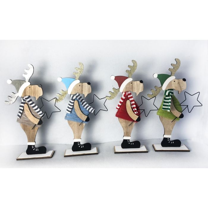 Figura Navidad Alpina DKD Home Decor Azul Granate 22 x 41 x 5 cm (4 Unidades)