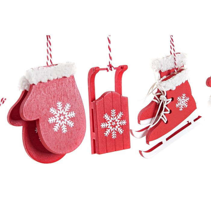 Decoracion Colgante Navidad Tradicional DKD Home Decor Rojo Blanco 17 x 2 x 22 cm Set de 6 (3 Unidades) 1