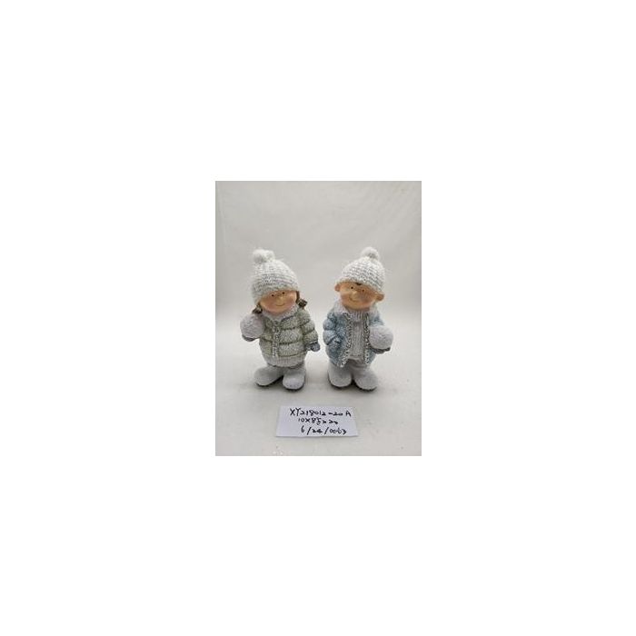 Figura Navidad Moderna DKD Home Decor Gris Blanco 8.5 x 20 x 10 cm (2 Unidades)