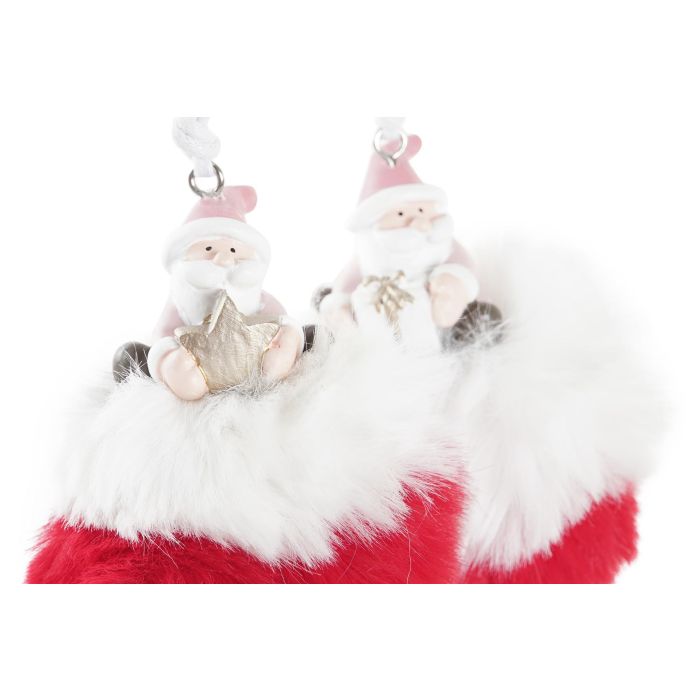 Decoracion Colgante Navidad Fantasia DKD Home Decor Rojo Blanco 8 x 10 x 8 cm (12 Unidades) 1