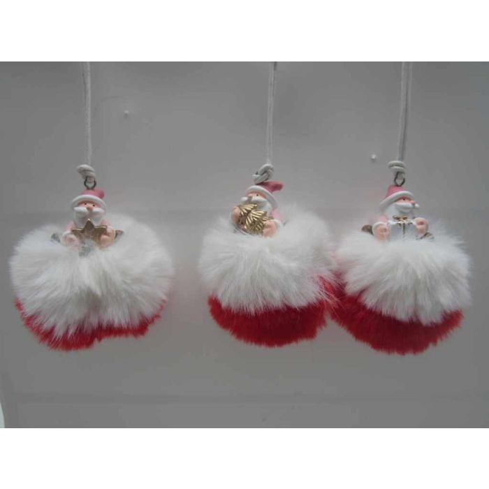 Decoracion Colgante Navidad Fantasia DKD Home Decor Rojo Blanco 8 x 10 x 8 cm (12 Unidades)