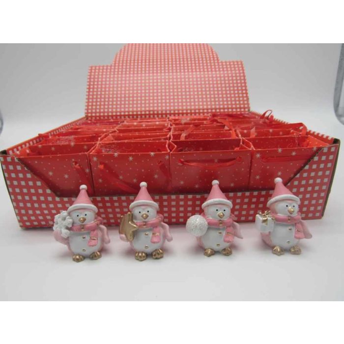 Figura Navidad Fantasia DKD Home Decor Rosa Blanco 2.5 x 4 x 3.5 cm (4 Unidades)