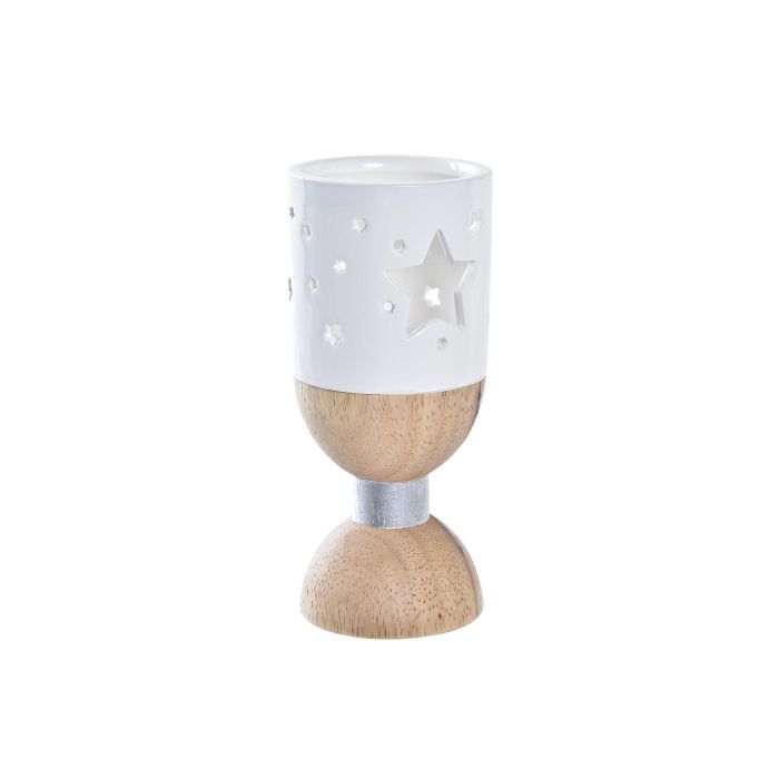 Portavela Navidad Moderna DKD Home Decor Blanco Marron 6 x 14 x 6 cm