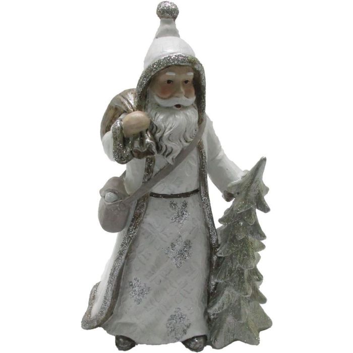 Figura Navidad Moderna DKD Home Decor Blanco Plateado 8 x 19.5 x 12.5 cm