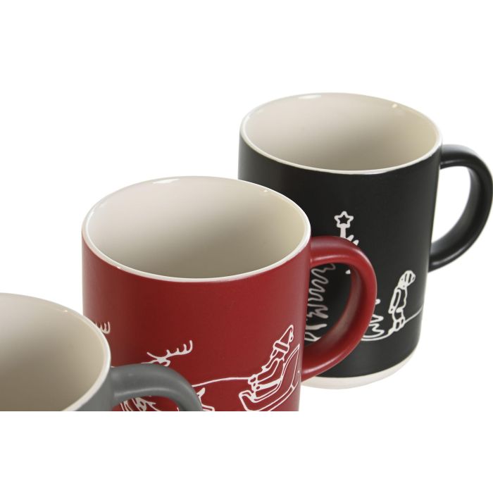 Mug DKD Home Decor Negro Rojo 8.6 x 11 x 8.6 cm (6 Unidades) 1