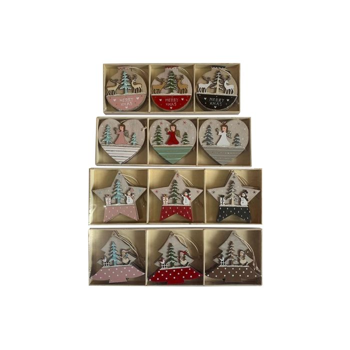 Decoracion Colgante Navidad Tradicional DKD Home Decor Rosa Rojo 1.5 x 9 x 23 cm Set de 6 (4 Unidades)