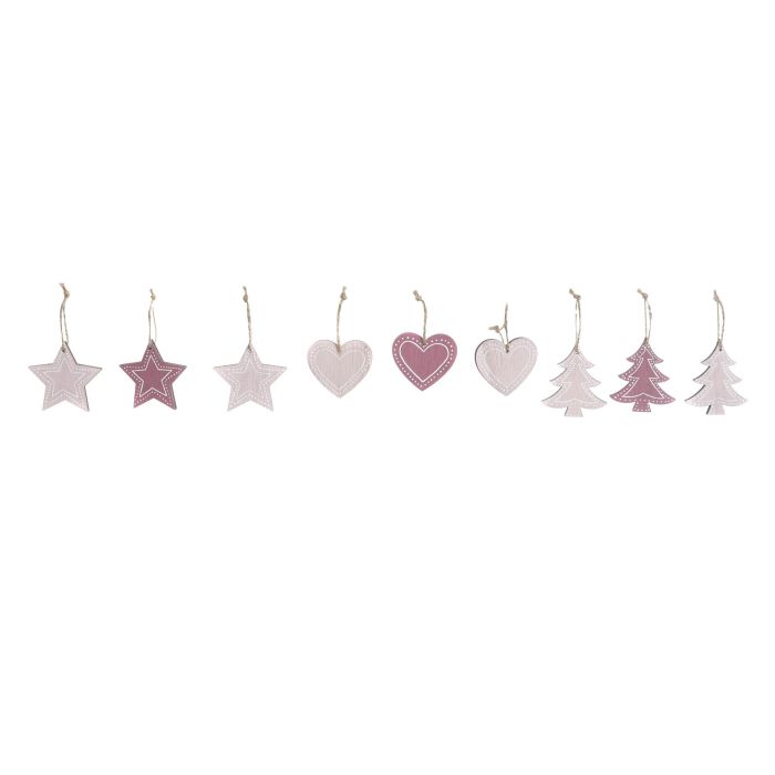 Decoracion Colgante Navidad Fantasia DKD Home Decor Rosa Palo Rosa 1 x 6.5 x 6.5 cm Set de 9 (3 Unidades) 1