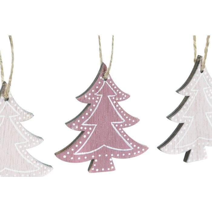 Decoracion Colgante Navidad Fantasia DKD Home Decor Rosa Palo Rosa 1 x 6.5 x 6.5 cm Set de 9 (3 Unidades) 3