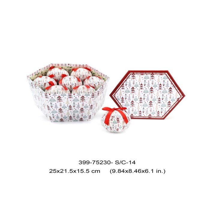 Bola Decoracion Navidad Tradicional DKD Home Decor Blanco Verde 25 x 16 x 25 cm Set de 14