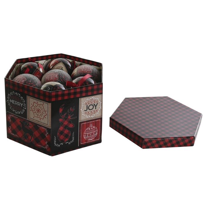 Bola Decoracion Navidad Alpina DKD Home Decor Rojo Negro 25 x 16 x 25 cm Set de 14 1