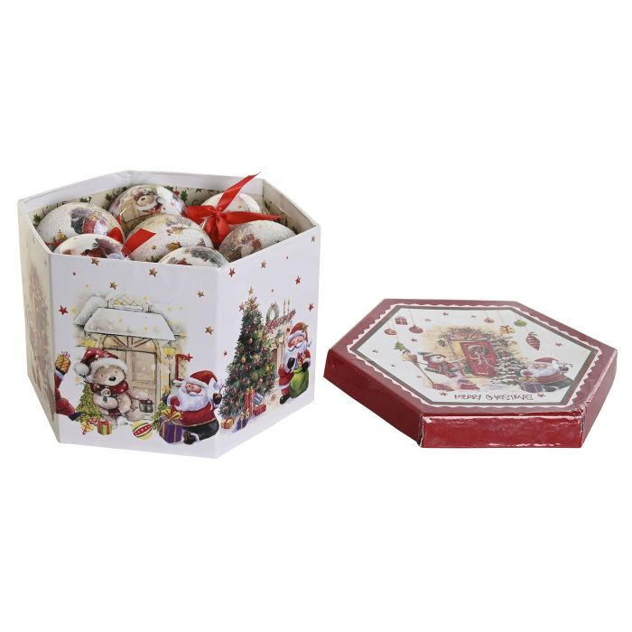 Bola Decoracion Navidad Tradicional DKD Home Decor Rojo Blanco 25 x 16 x 25 cm Set de 14 1