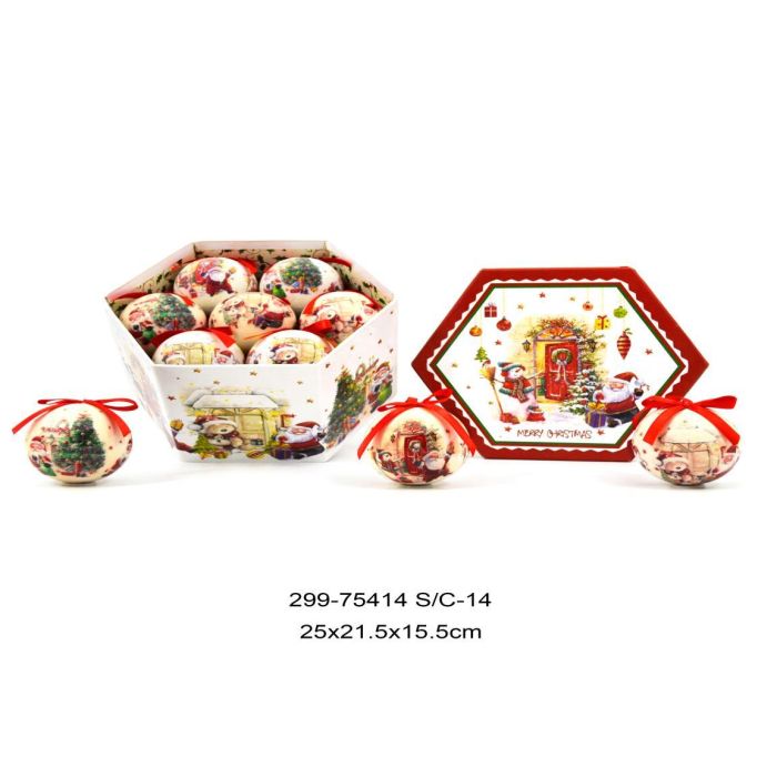 Bola Decoracion Navidad Tradicional DKD Home Decor Rojo Blanco 25 x 16 x 25 cm Set de 14