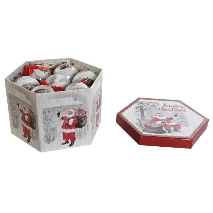 Bola Decoracion Navidad Tradicional DKD Home Decor Rojo Blanco 25 x 16 x 25 cm Set de 14 1