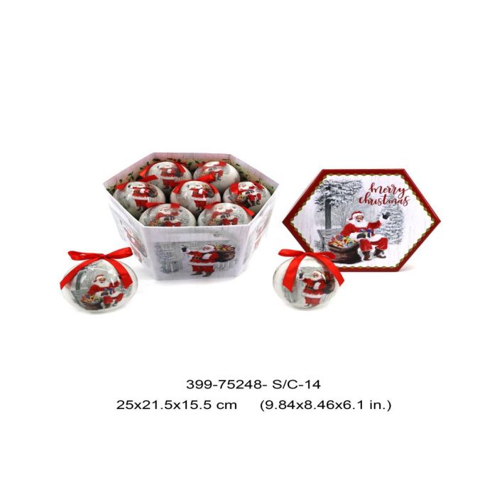 Bola Decoracion Navidad Tradicional DKD Home Decor Rojo Blanco 25 x 16 x 25 cm Set de 14