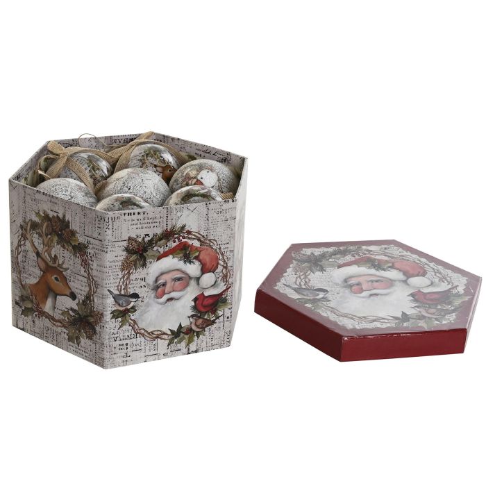 Bola Decoracion Navidad Tradicional DKD Home Decor Beige Rojo 25 x 16 x 25 cm Set de 14 1