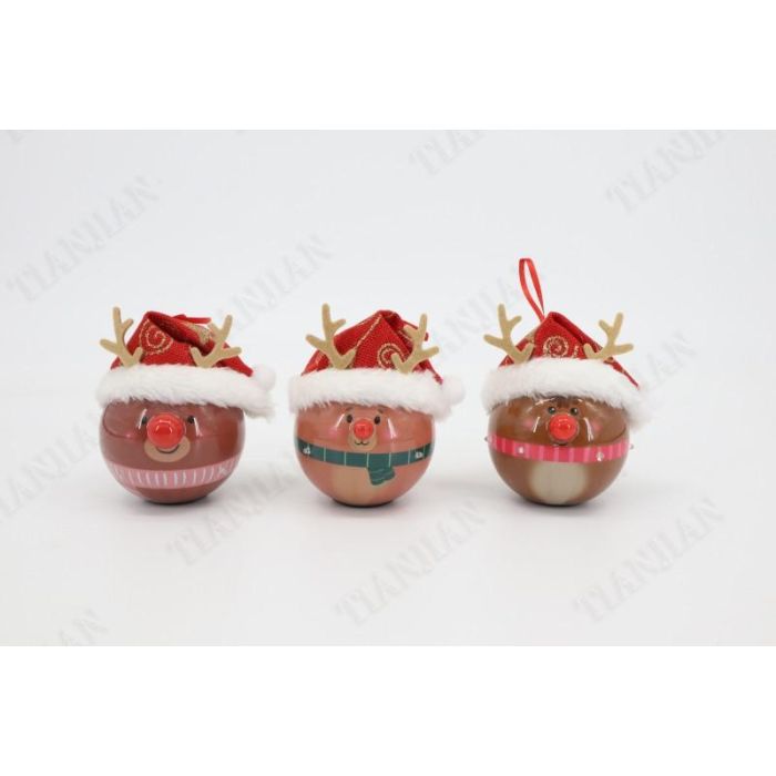 Bola Decoracion Navidad Fantasia DKD Home Decor Marron Rojo 8 x 16 x 11 cm (6 Unidades)