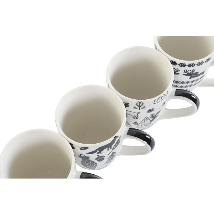 Mug Navidad Moderna DKD Home Decor Negro Blanco 12 x 10 x 8 cm Set de 4 2