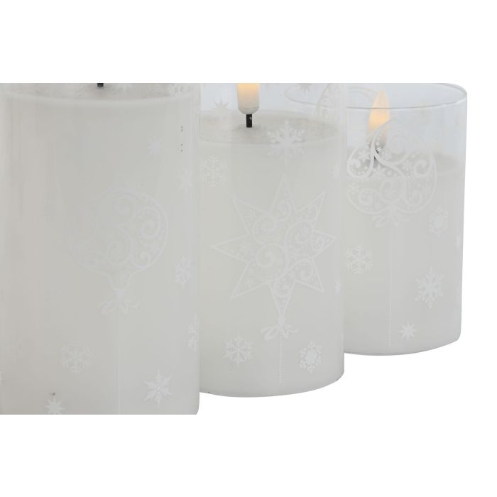 Vela Led Navidad Moderna DKD Home Decor Blanco 7.5 x 15 x 7.5 cm Set de 3 2