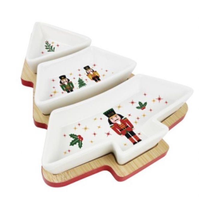 Aperitivo Navidad Tradicional DKD Home Decor Blanco Rojo 27 x 1 x 20 cm Set de 4