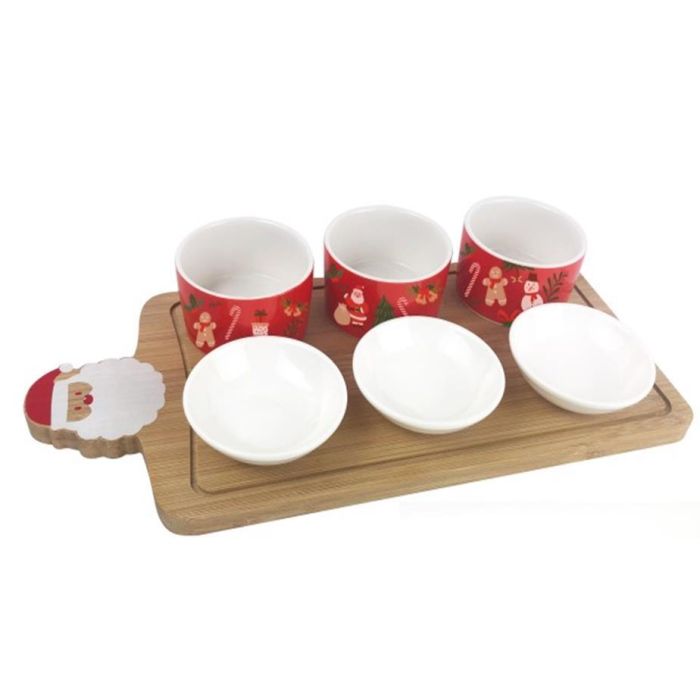 Tabla Aperitivo Navidad Tradicional DKD Home Decor Blanco Rojo 15 x 1 x 33 cm Set de 7