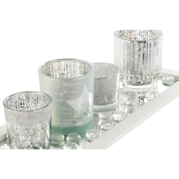 Portavela DKD Home Decor Plateado 14 x 52 x 37 cm Set de 5 1