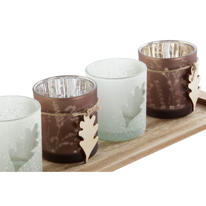 Portavela DKD Home Decor Marron 14 x 2 x 36 cm Set de 5 1