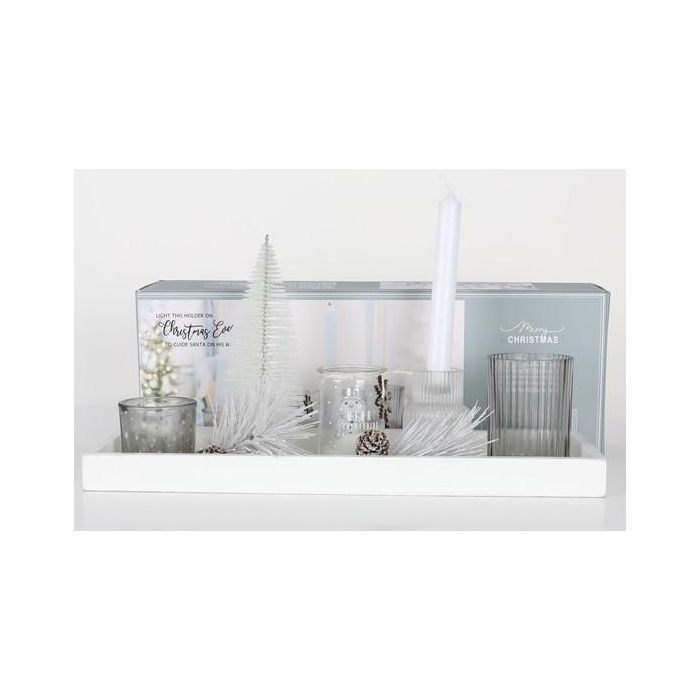 Portavela DKD Home Decor Blanco 14 x 3 x 40 cm Set de 8