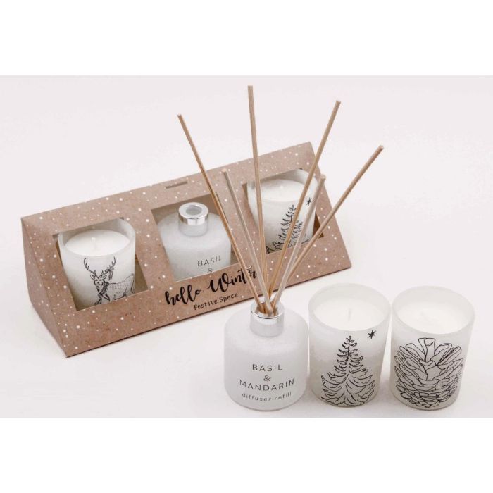 Vela Navidad Alpina DKD Home Decor Blanco 5 x 6 x 5 cm Set de 3