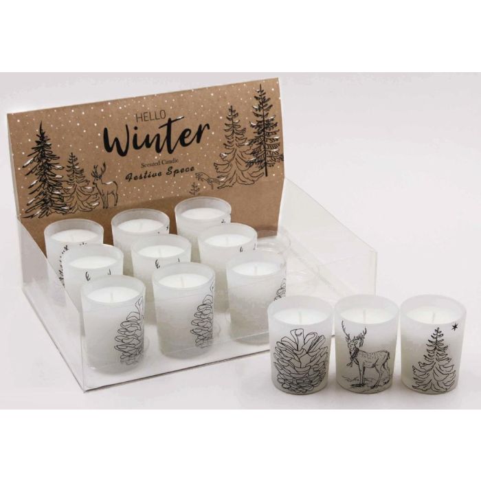 Vela Navidad Alpina DKD Home Decor Blanco 5 x 6 x 5 cm (3 Unidades)