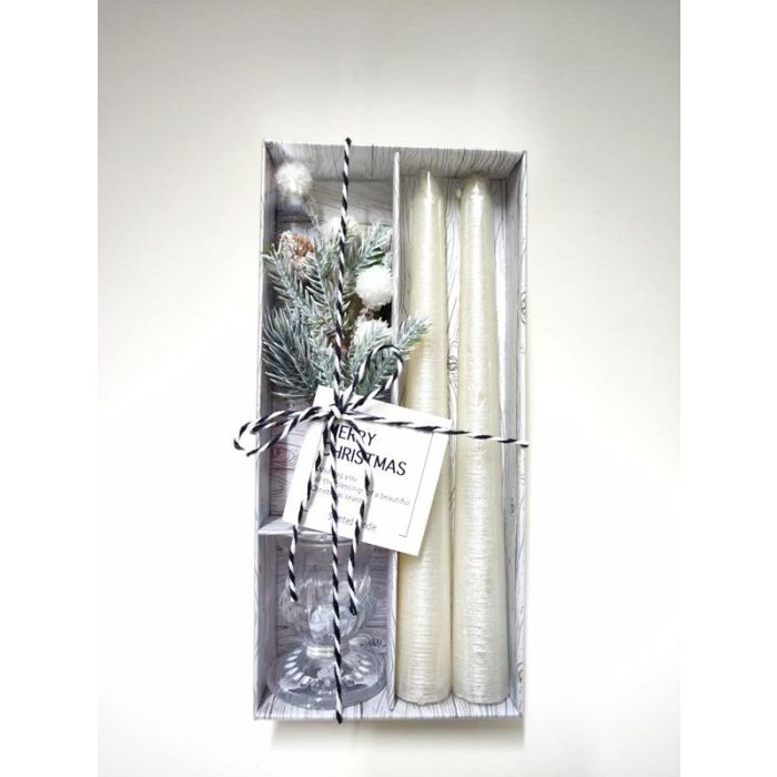 Vela Navidad Moderna DKD Home Decor Blanco 2 x 20 x 2 cm Set de 4