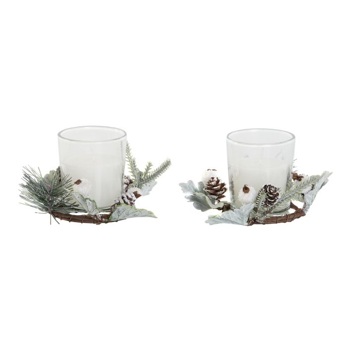 Vela Navidad Moderna DKD Home Decor Blanco 10 x 7 x 10 cm Set de 2 1