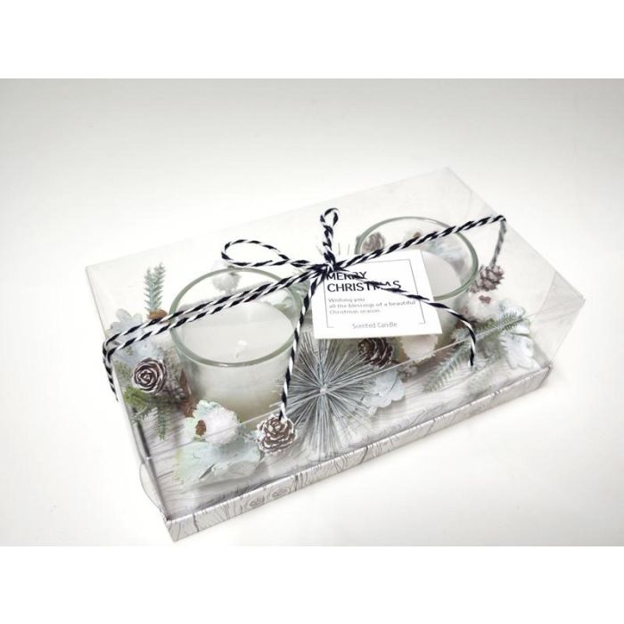 Vela Navidad Moderna DKD Home Decor Blanco 10 x 7 x 10 cm Set de 2