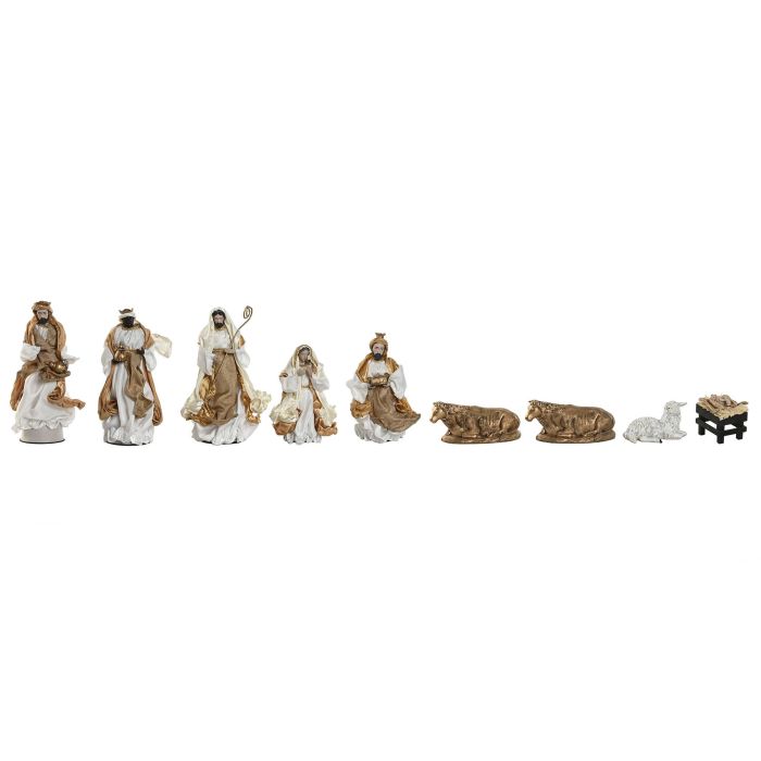 Nacimiento Navidad Moderna DKD Home Decor Blanco Dorado 15 x 30 x 20 cm Set de 9 3