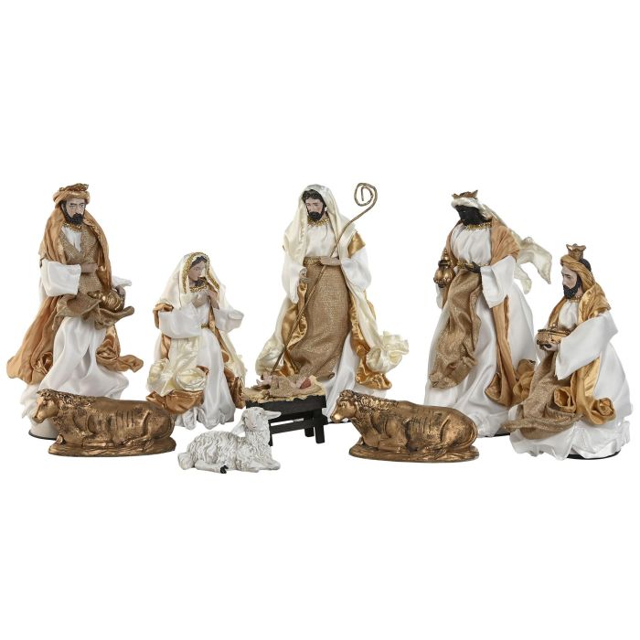 Nacimiento Navidad Moderna DKD Home Decor Blanco Dorado 15 x 30 x 20 cm Set de 9