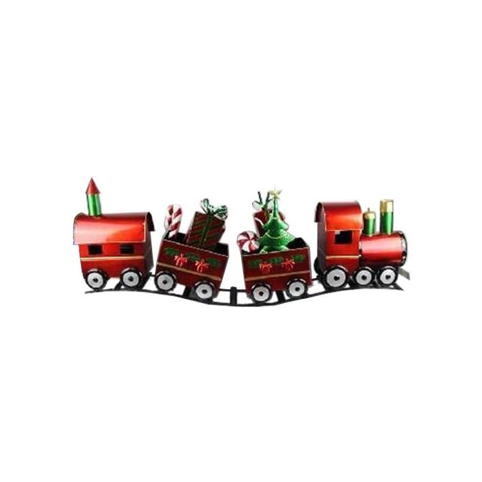 Tren Navidad Tradicional DKD Home Decor Rojo Verde 24 x 52 x 133 cm