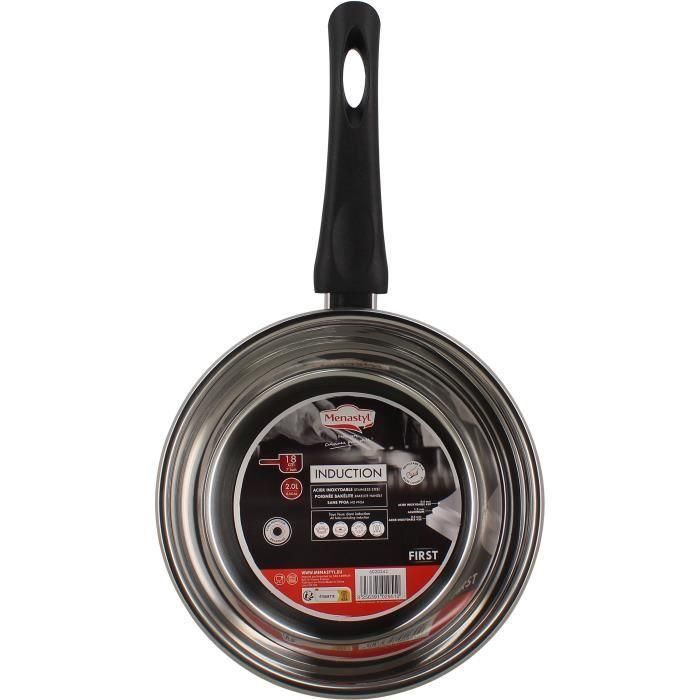 Menastyl 6020242 Cacerola de Cocina de Acero Inoxidable 18 cm, Apta para Todo Tipo de Cocinas y Placas de Inducción 1