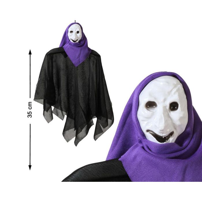 Disfraz Mortal Capa Negra y Máscara Blanca para Halloween y Fiestas de Miedo