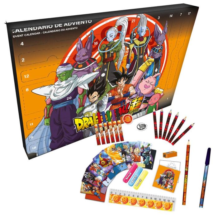 CYP BRANDS Calendario de Adviento Dragon Ball con Pegatinas, Sellos y Brazalete – Caja Decorativa 38x5x27cm