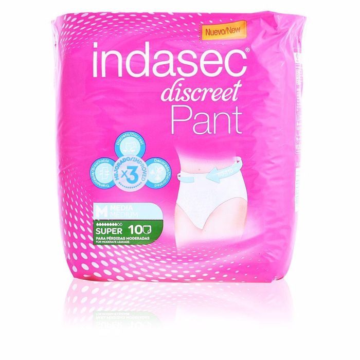 Indasec DISCREET PANT SUPER Talla Mediana Compresas para Incontinencia Urinaria Mujer 10 unidades Indasec DISCREET PANT SUPER Talla Mediana Compresas para Incontinencia Urinaria Mujer 10 unidades